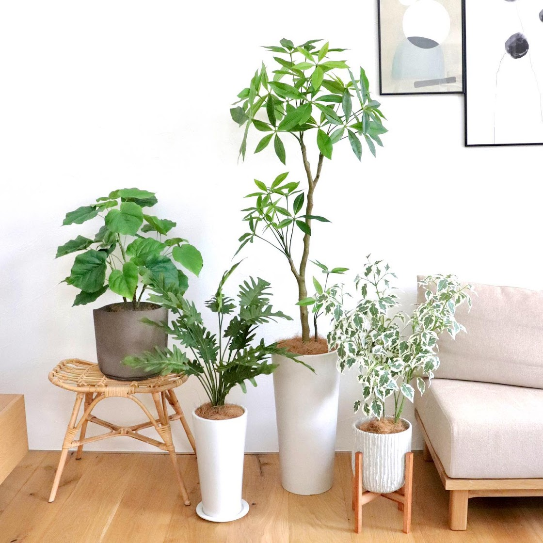 パキラ GWプランター H160cm ホワイト 観葉植物 フェイクグリーン 【別倉庫直送品】